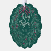 Carte Décorative Emerald Merry Christmas Photo Wreath (Gauche)