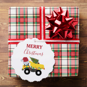 Carte Décorative Étiquette cadeau de Noël Camion de construction Ca