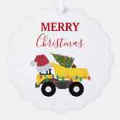 Carte Décorative Étiquette cadeau de Noël Camion de construction Ca (Recto)