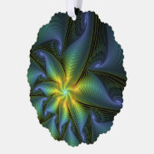 Carte Décorative Etoile Abstraite, Bleu brillant Vert Or Fractal Ar (Gauche)