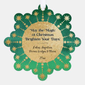 Carte Décorative Étoiles de Noël festives : Vert et Or (Verso)