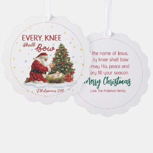 Carte Décorative Every Knee Shall Bow Santa and Nativity Christmas (Recto/Verso)