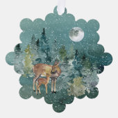 Carte Décorative Faune dans la forêt Pleine lune neige Noël (Recto)
