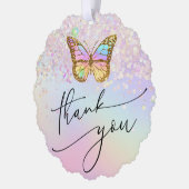 Carte Décorative faux papillon de parties scintillant merci (Gauche)