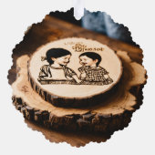 Carte Décorative femme regardant en bas une gravure de ses enfants  (Verso)