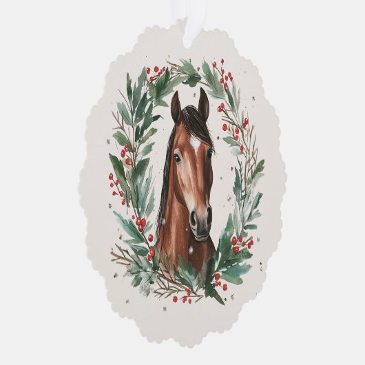Carte Décorative Festif équestre Business Horse Wreath Noël (Droite)