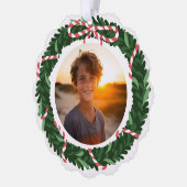 Carte Décorative Festif Fun Holiday Wreath Custom Photo Letter (Gauche)