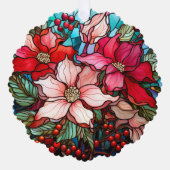 Carte Décorative Festif Vitrail Poinsettias de Noël (Recto)