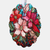 Carte Décorative Festif Vitrail Poinsettias de Noël (Gauche)