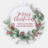 Carte Décorative Festive Wreath with Red Berries and Eucalyptus (Verso)