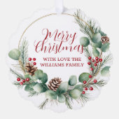 Carte Décorative Festive Wreath with Red Berries and Eucalyptus (Recto)