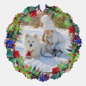 Carte Décorative Fête de Noël Aquarelle Florale Wreath Photo (Recto)