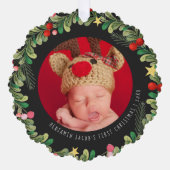 Carte Décorative Feuillage d'hiver | Le premier Noël de bébé (Recto)