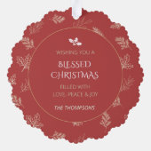 Carte Décorative Feuilles d'hiver blanc élégant MIstletoe rouge (Verso)