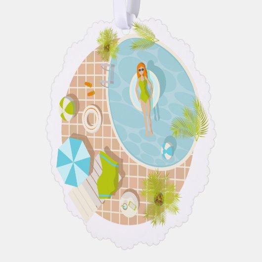 Carte Décorative Fille de piscine en bikini plage d'été (Gauche)