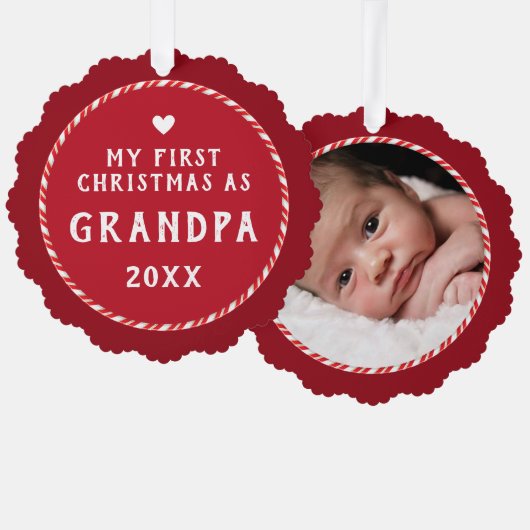 Carte Décorative First Christmas as Grandpa Photo Keepsake  (Recto/Verso)