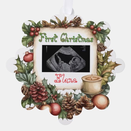 Carte Décorative First Christmas Ultrasound Photo Keepsake Ornament (Recto)
