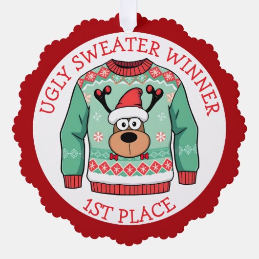 Carte Décorative First Place Ugly Sweater Winner Christmas (Recto)
