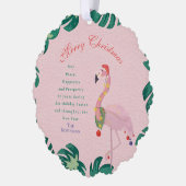 Carte Décorative Flamant rose de Noël rose tropicale Santa Hat Baub (Gauche)