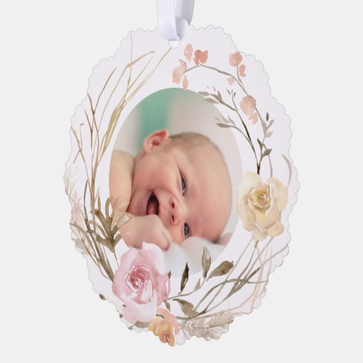 Carte Décorative fleurs boho Baptême merci (Gauche)