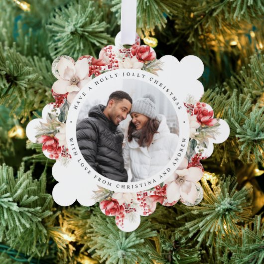 Carte Décorative Fleurs rouges et blanches de Noël Carré photo (Insitu (Arbre))