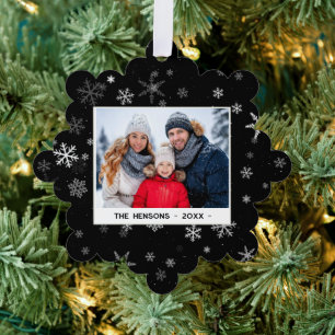 Carte Décorative Flocons de neige noir et blanc Joyeux Noël Photo
