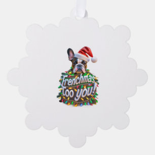 Carte Décorative Frenchmas to you Bulldog Chien de Noël Lumière