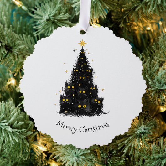Carte Décorative Fun chat noir Meowy sapin de Noël (Insitu (Arbre))