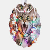 Carte Décorative Funny Cat Christmas Lights Paper (Gauche)