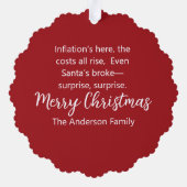 Carte Décorative Funny Santa Ornament Card with Inflation Rhyme (Verso)
