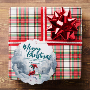 Carte Décorative Funny Unicorn Merry Xmas arbre neige