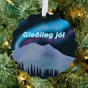 Carte Décorative Gleðileg Jól - Blue Aurora