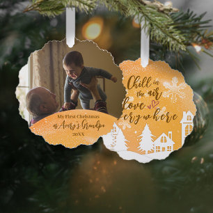 Carte Décorative Gold 1er Noël Nouvelle citation de grand-mère Phot