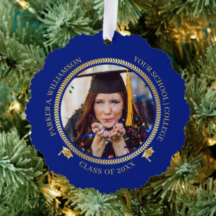 Carte Décorative Graduation 2 Photo Blue Année de classe Casquett