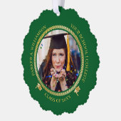 Carte Décorative Graduation 2 Photo Green Gold Grad Casquette de cl (Gauche)