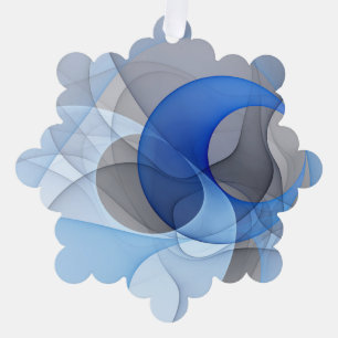 Carte Décorative Graphique d'art fractal gris bleu Abstrait moderne