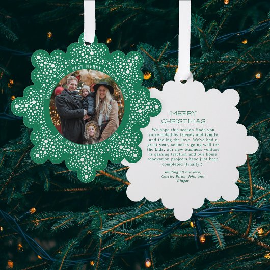 Carte Décorative Green Blizzard Dots Snowy Photo Fête Noël