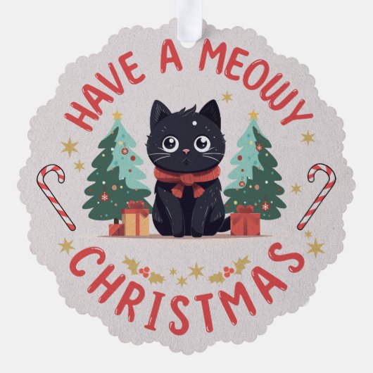 Carte Décorative Grumpy Black Chat Purrfect Meowect Noël (Verso)