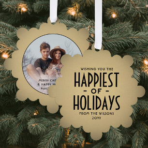 Carte Décorative Happest of Holidays Deco Type & Photo Christmas