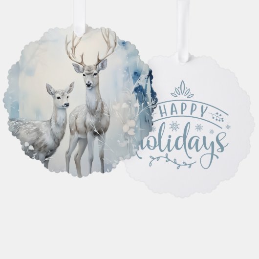 Carte Décorative Happy Holidays Buck and Doe (Recto/Verso)
