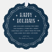 Carte Décorative Happy Holidays police festive point frontière bleu (Verso)