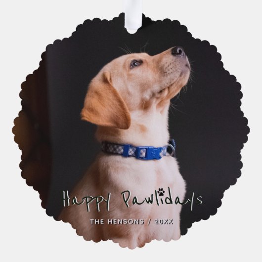 Carte Décorative Happy Pawlidays Funny Pun Pet Photo (Verso)