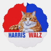 Carte Décorative Harris Walz 2024 Manifestement Chat Rouge Bleu (Recto)