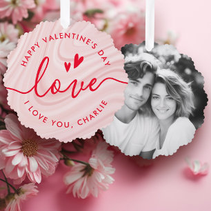 Carte Décorative Heureuse Sainte-Valentin élégant rose et rouge