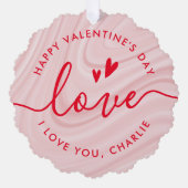 Carte Décorative Heureuse Sainte-Valentin élégant rose et rouge (Recto)