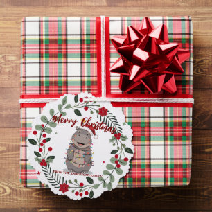 Carte Décorative Hippopotame mignon arbre de Noël animal de zoo Xma