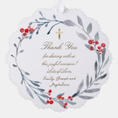 Carte Décorative hiver Baptême merci (Verso)