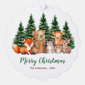 Carte Décorative Hiver Bois Animaux Aquarelle Joyeux Noël (Recto)