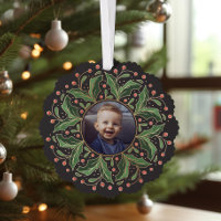 Holly Feuilles et Berries Round Photo
