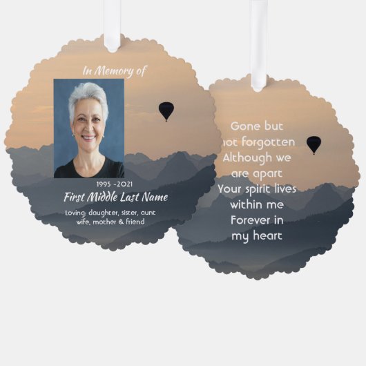Carte Décorative Hot Air Balloon  Memorial Keepsake  (Recto/Verso)